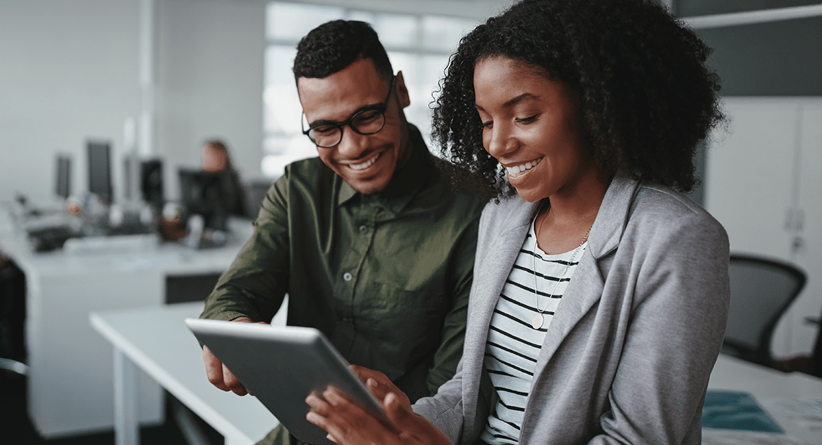 Man and a woman working together